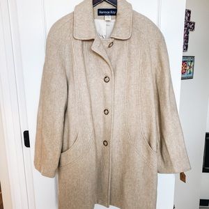Vintage Herman Kay Camel Colored Knee Length Coat - tortoise buttons